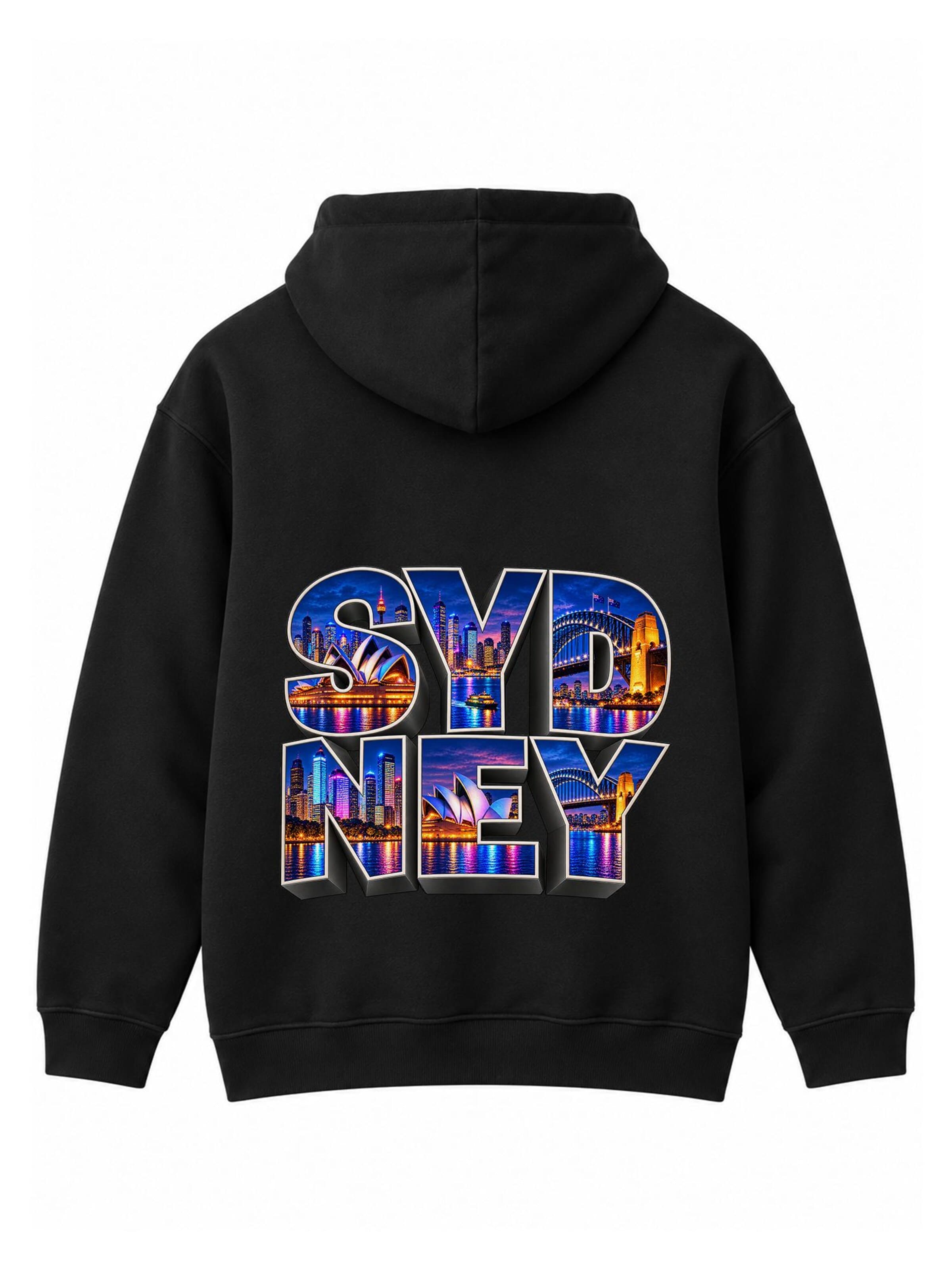 LUNØIR Studio Tréning póló 'Sydney City Lights – Neon' - fekete: elől