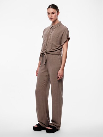 PIECES Wide leg Trousers 'Vinsty' in Brown