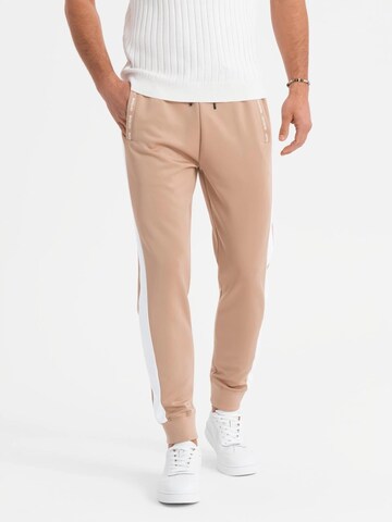 Ombre Regular Sports trousers 'OM-PASK-0229' in Beige: front