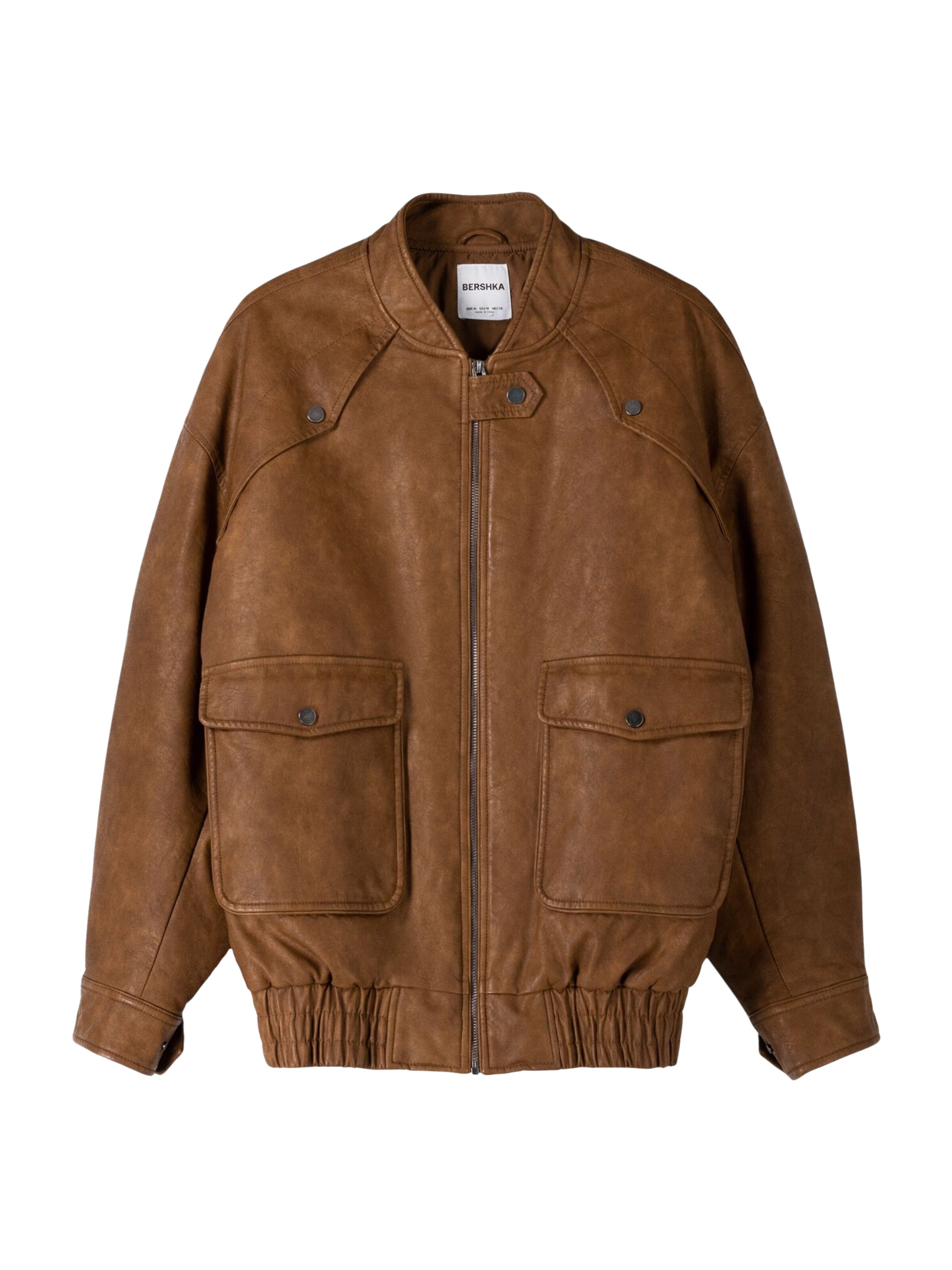 Bershka Přechodná bunda – hnědá: přední strana