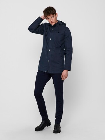 Parka mi-saison 'Alex' Only & Sons en bleu