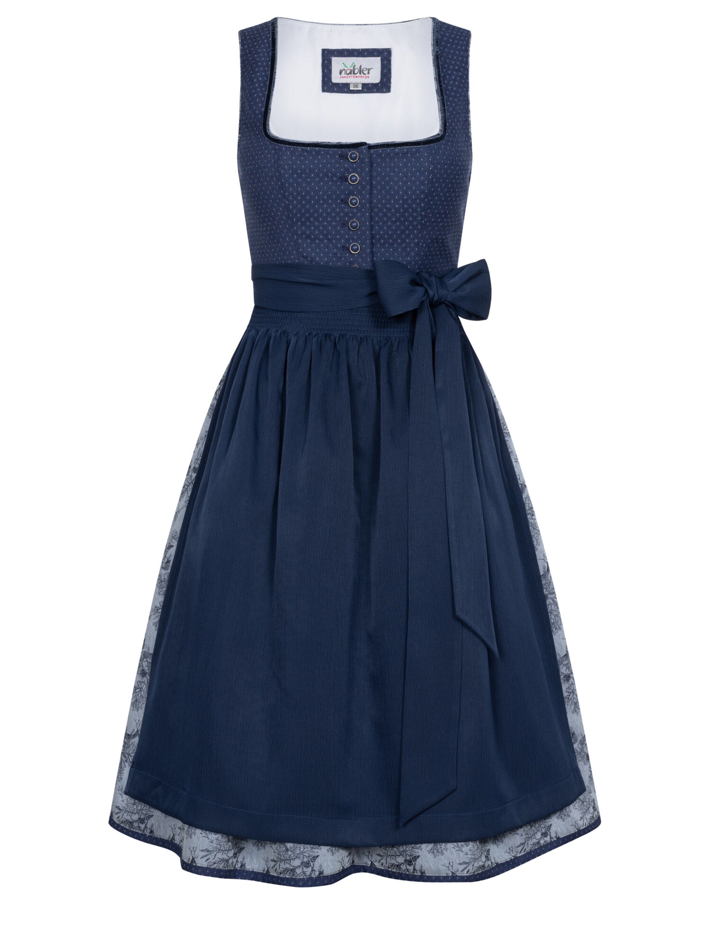 Trachtenhof Nübler Dirndl 'Midi Dirndl Lorena'‌‌‌‌‌‌‌‌ in Blau: Vorderseite