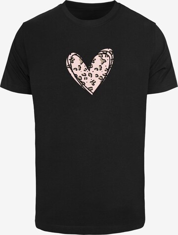 Merchcode T-Shirt 'Valentines Day - Leopard Heart' in Schwarz: predná strana