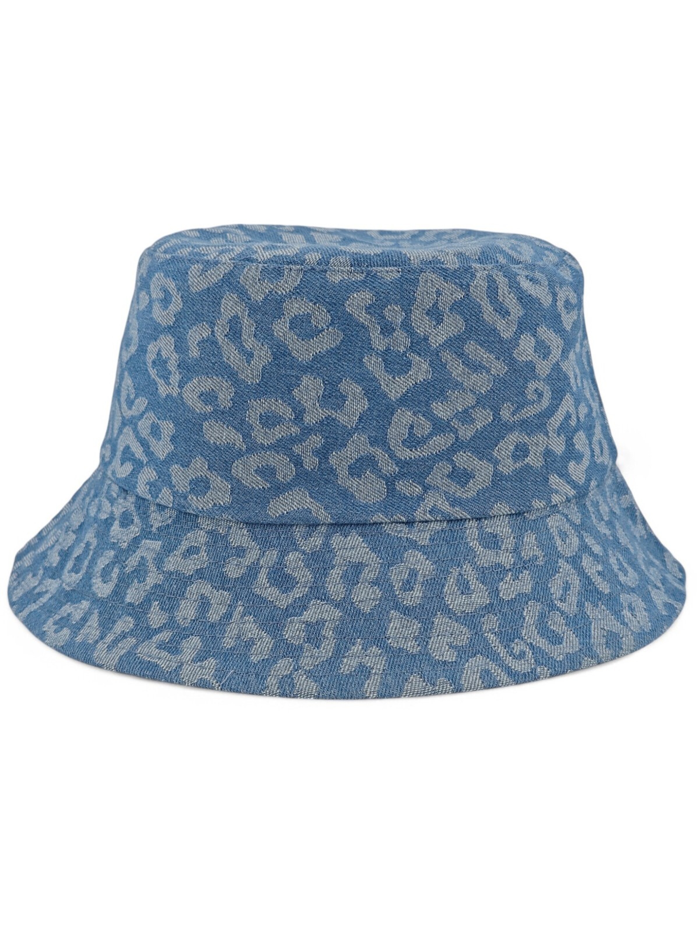styleBREAKER Hat '2-in-1 Denim Fischerhut mit Leoparden Muster' in Blue