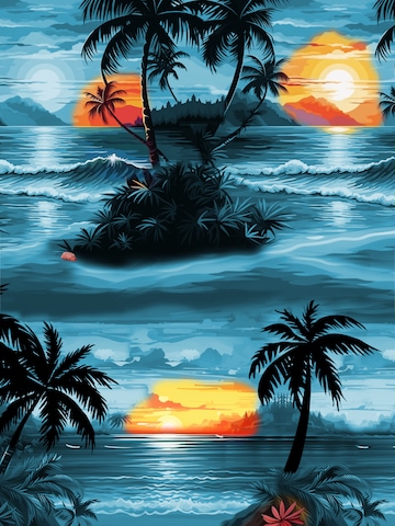 Hawaiihemdshop.de Regular Fit Hemd 'Hawaiihemd Day on Hawaii' in Blau