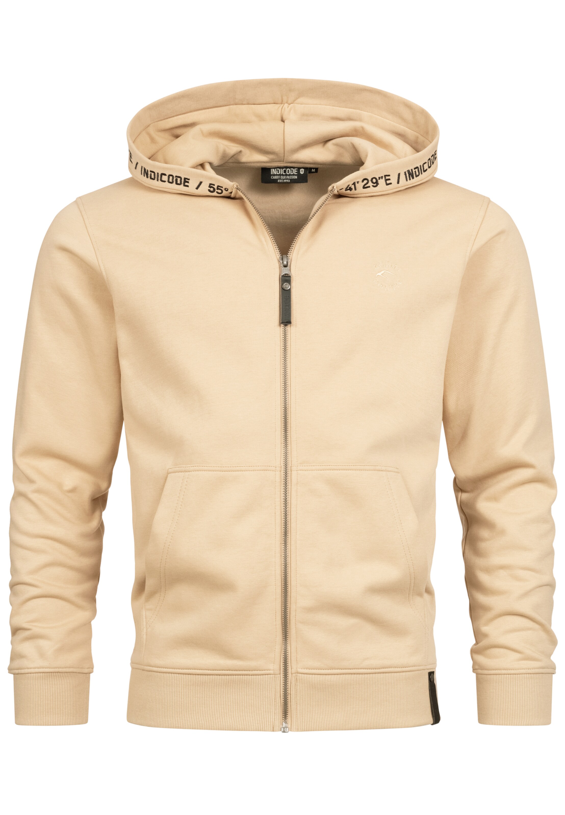 INDICODE JEANS Sweatjacke' Mobil ' in Beige: Vorderseite