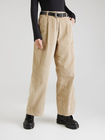 Wide Leg Pantalon à pince 'POSEY' KnowledgeCotton Apparel en beige : devant