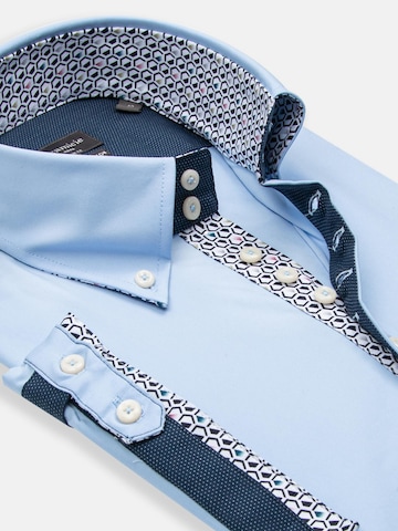 Coupe slim Chemise business 'Roma Iconic Poplin Stretch Man Shirt Short Sleeve Light Blue' 7Camicie en bleu