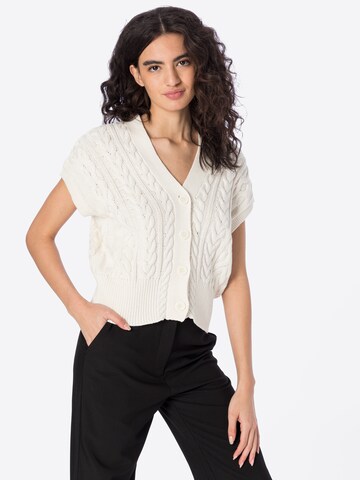 b.young Knit Cardigan in White: front