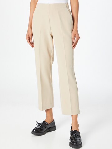 modström Regular Trousers with creases 'Nelli' in Beige: front