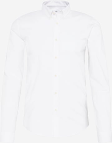 Lindbergh جينز ضيق الخصر والسيقان قميص بلون أبيض: الأمام