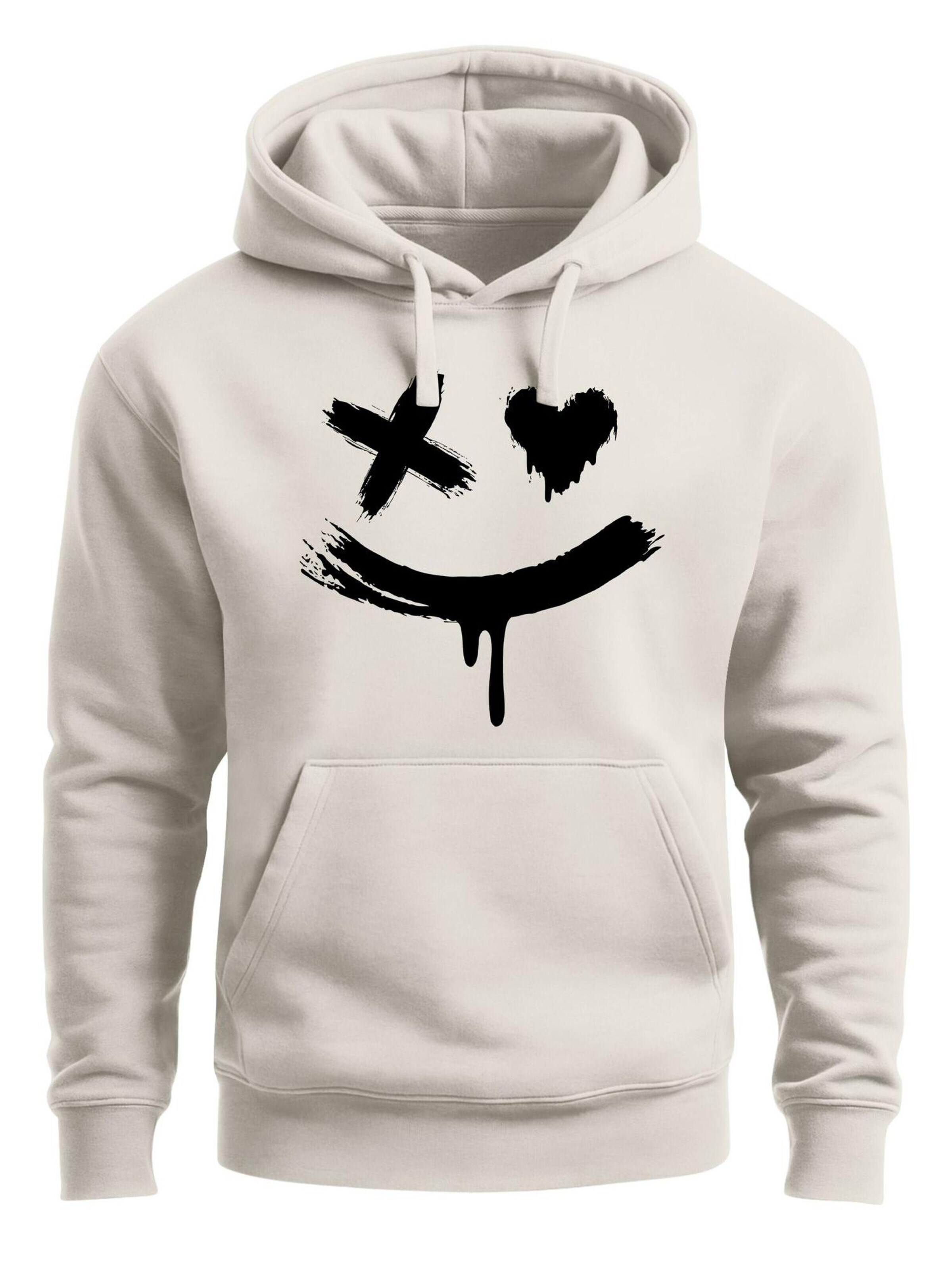 Neverless Sweatshirt 'Creepy Smile' in Beige: front
