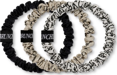 BRUNCHIES® Hair jewelry 'BRUNCHIES® "Peace Edition" Seiden Scrunchies Set aus 3 Haar- & Armbändern – Statement Scrunchies aus Mulberry Silk in edlen Farben' in 10 x 10 cm in Mottled beige / Black / White, Item view