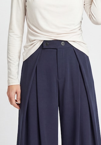 usha WHITE LABEL Wide leg Bandplooibroek in Blauw
