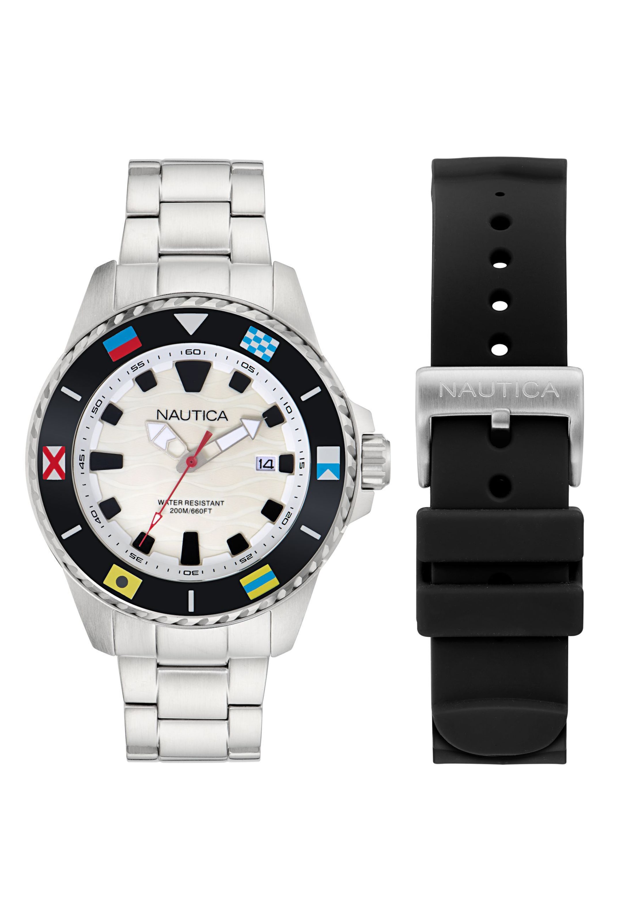 Montre à affichage analogique NAUTICA en argent : devant