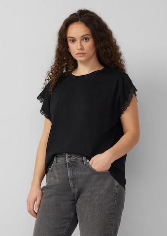 Sweat-shirt QS en noir : devant