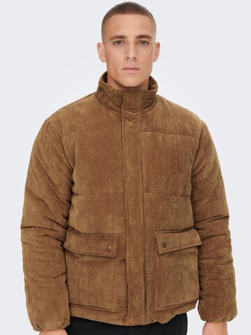 Only & Sons Between-season jacket 'Cash' in Brown: front