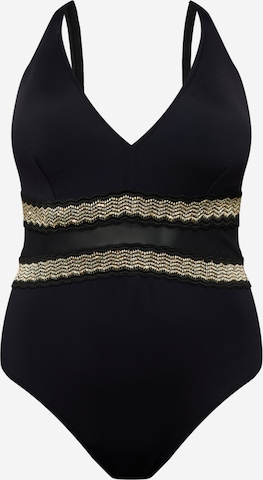 River Island Plus Triangle Swimsuit in Black: front