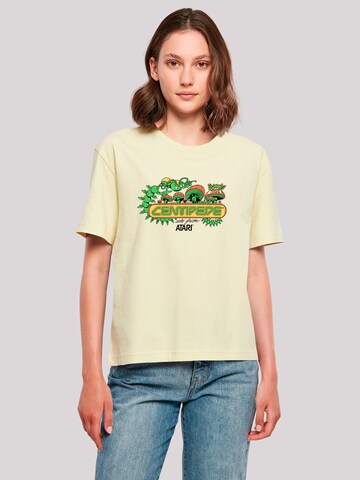 F4NT4STIC Shirt 'Centipede Atari Retro Gaming Art' in Geel: voorkant