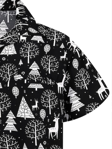 King Kameha Regular Fit Hemd 'Christmas Reindeer'‌‌ in Schwarz