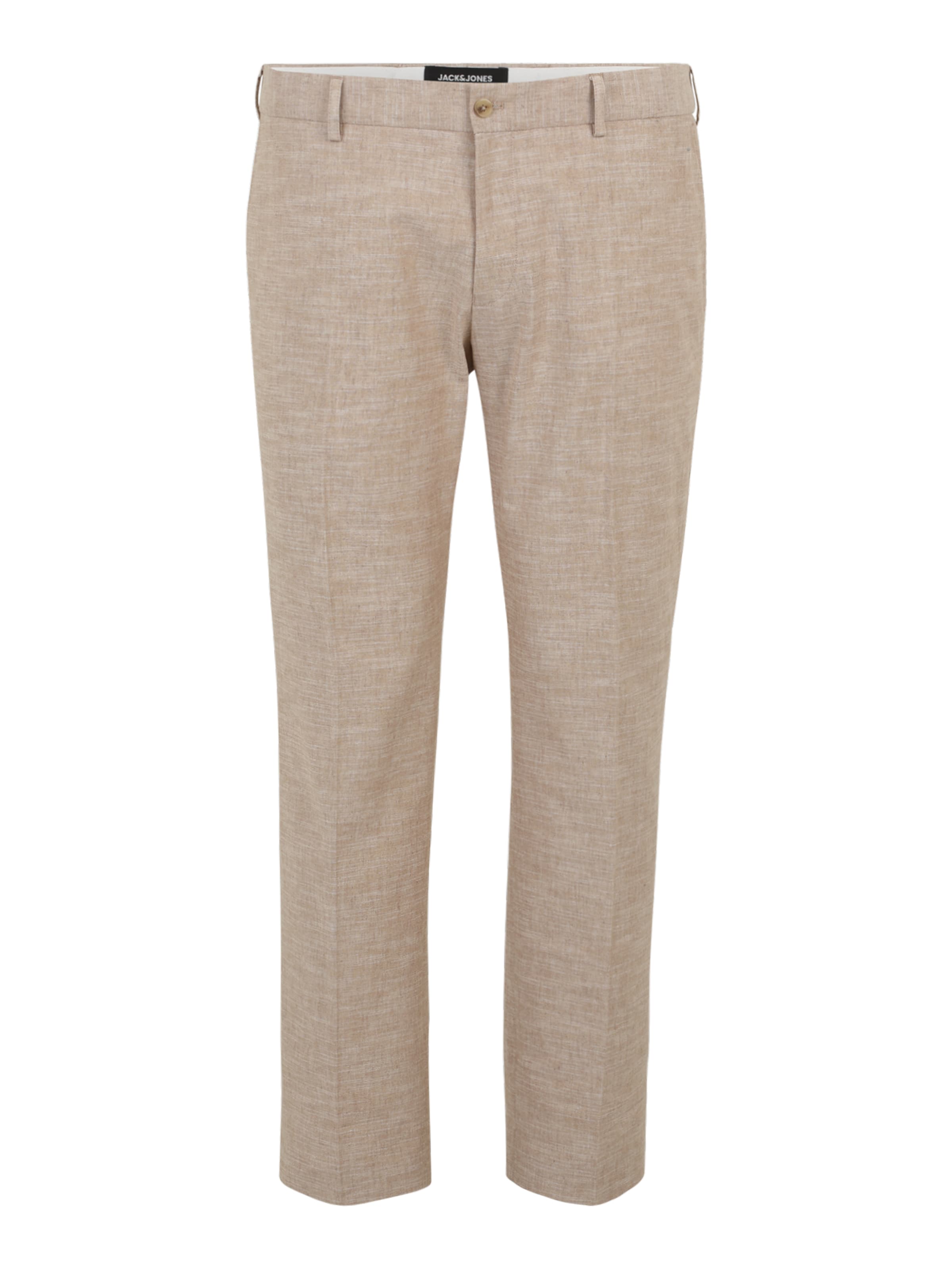 Jack &amp; Jones Plus Slim fit Pleat-front trousers in Beige: front