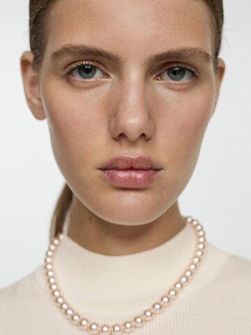 MANGO Stickad klänning 'SESETE' i beige