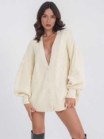 FRESHLIONS Oversized Cardigan 'Huiza' in Beige: front