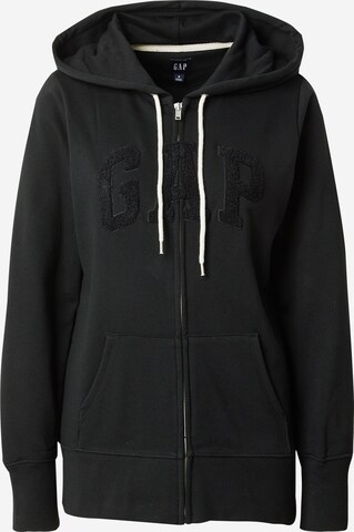 GAP - Sudadera con cremallera en negro: frente