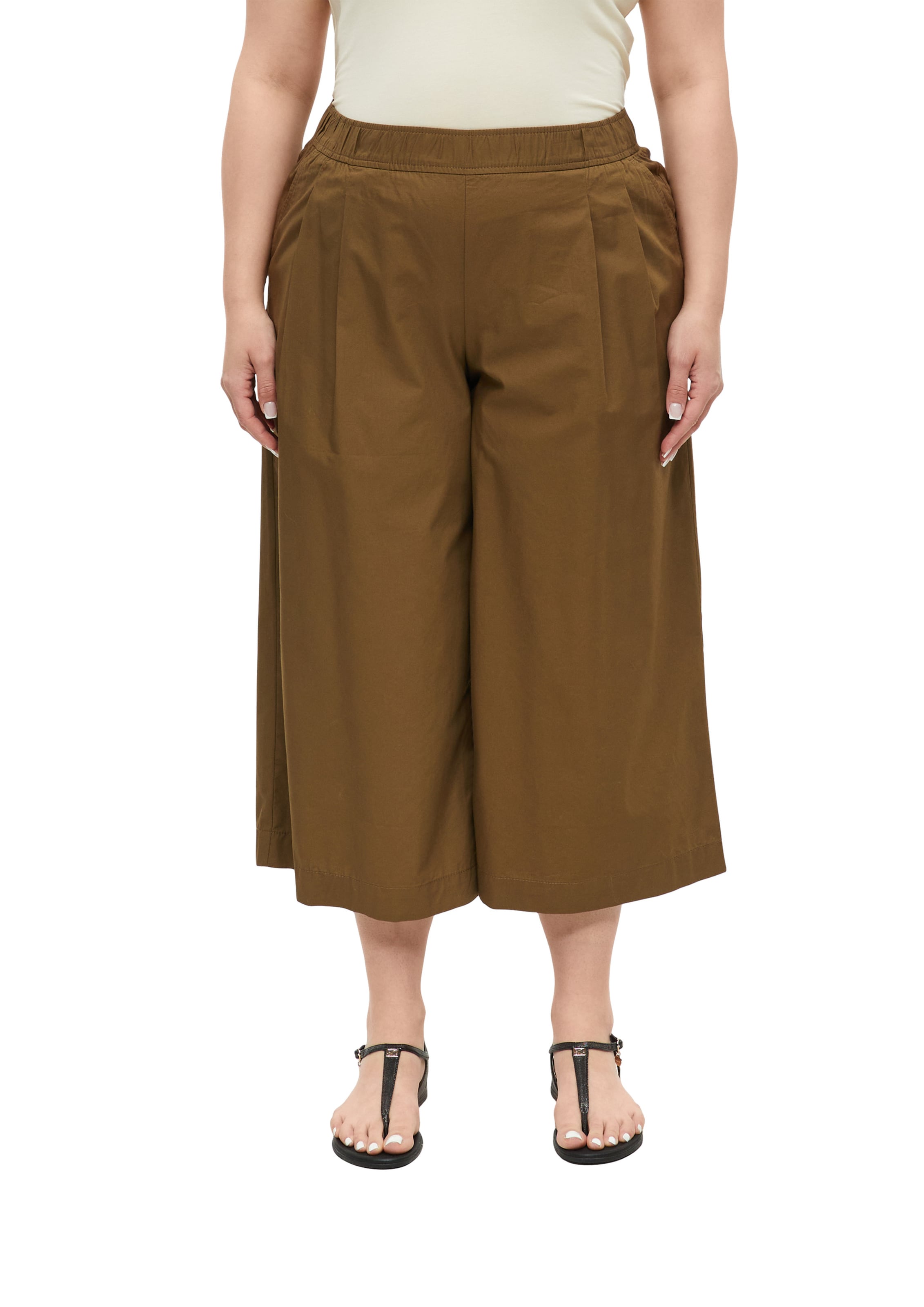 Wide Leg Pantalon à pince s.Oliver en marron : devant