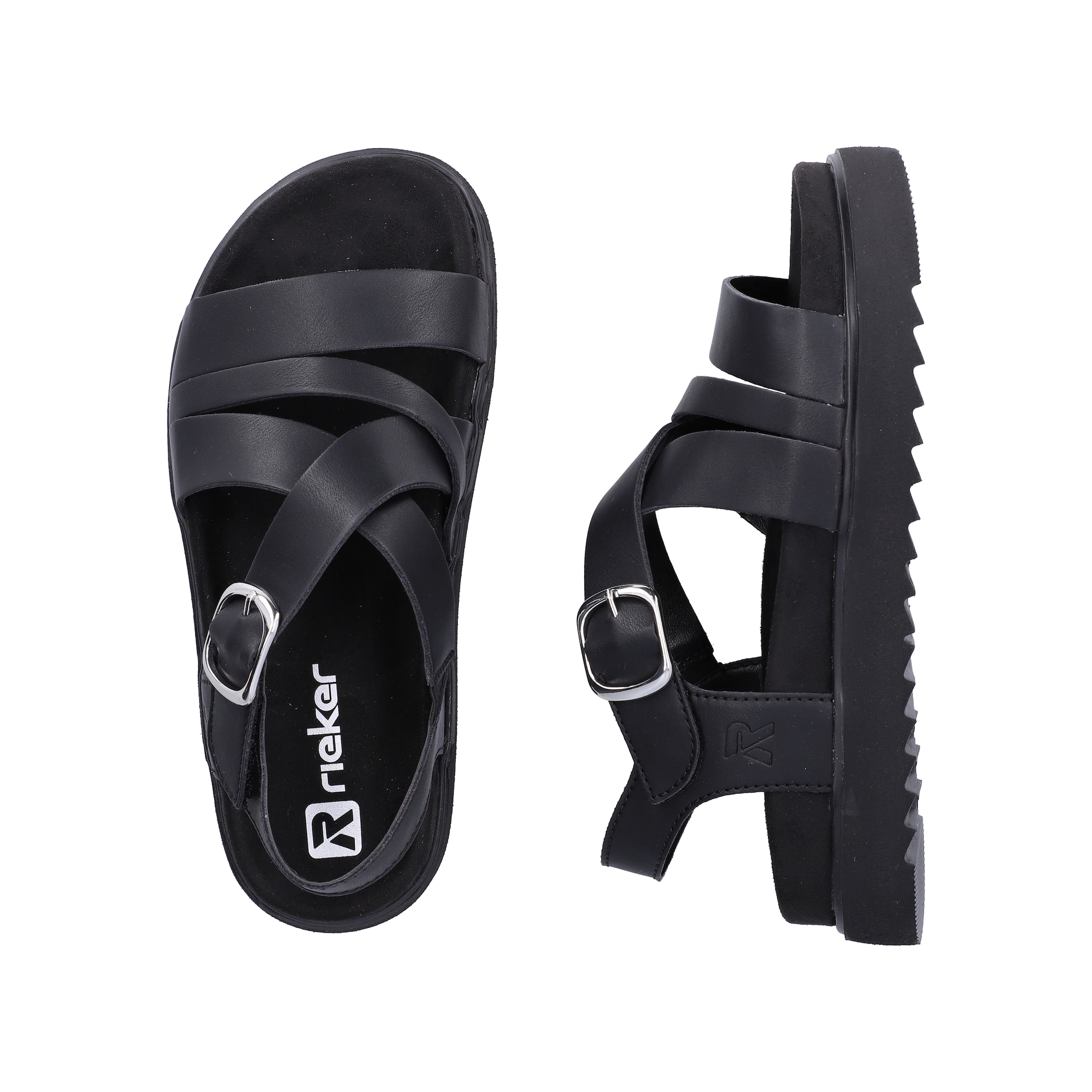 Rieker Strap Sandals 'V5663' in Black