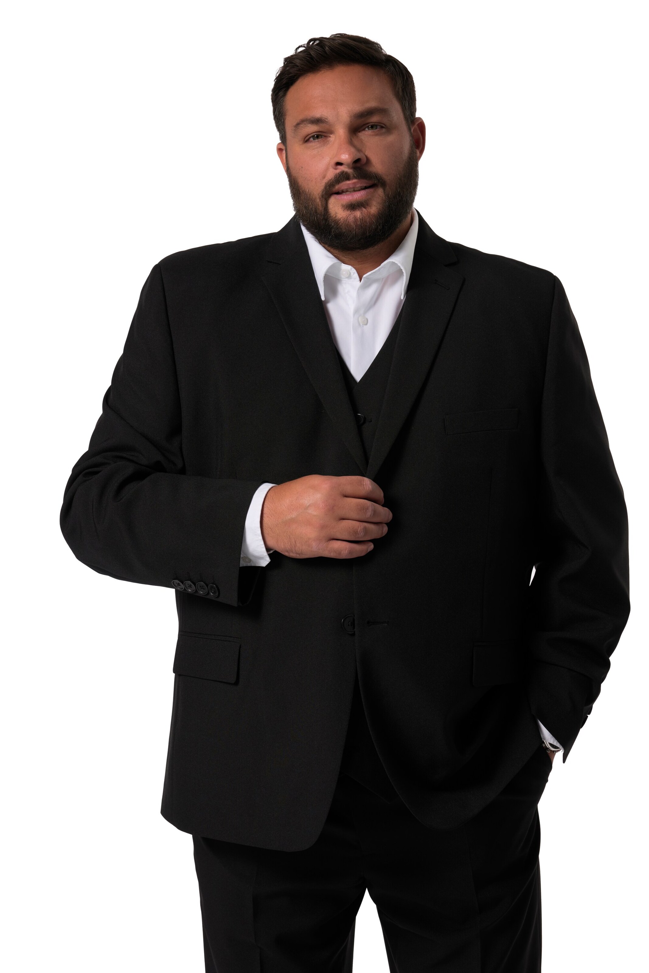 Men Plus Regular fit Blazer in Black: front