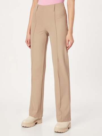 Loosefit Pantalon 'Nova' Gina Tricot en beige : devant