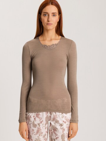 Hanro - Camisola interior ' Woolen Silk ' em castanho: frente
