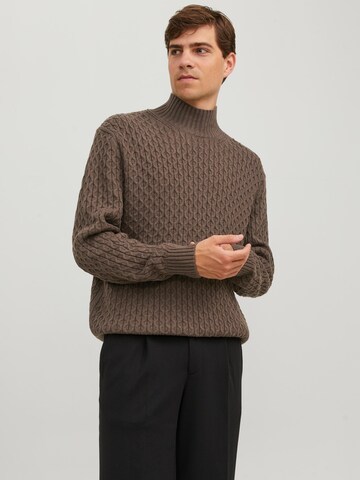 JACK & JONES Sweater 'COSY' in Brown: front