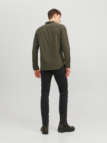 JACK & JONES Slim fit Button Up Shirt 'JJEClassic' in Green