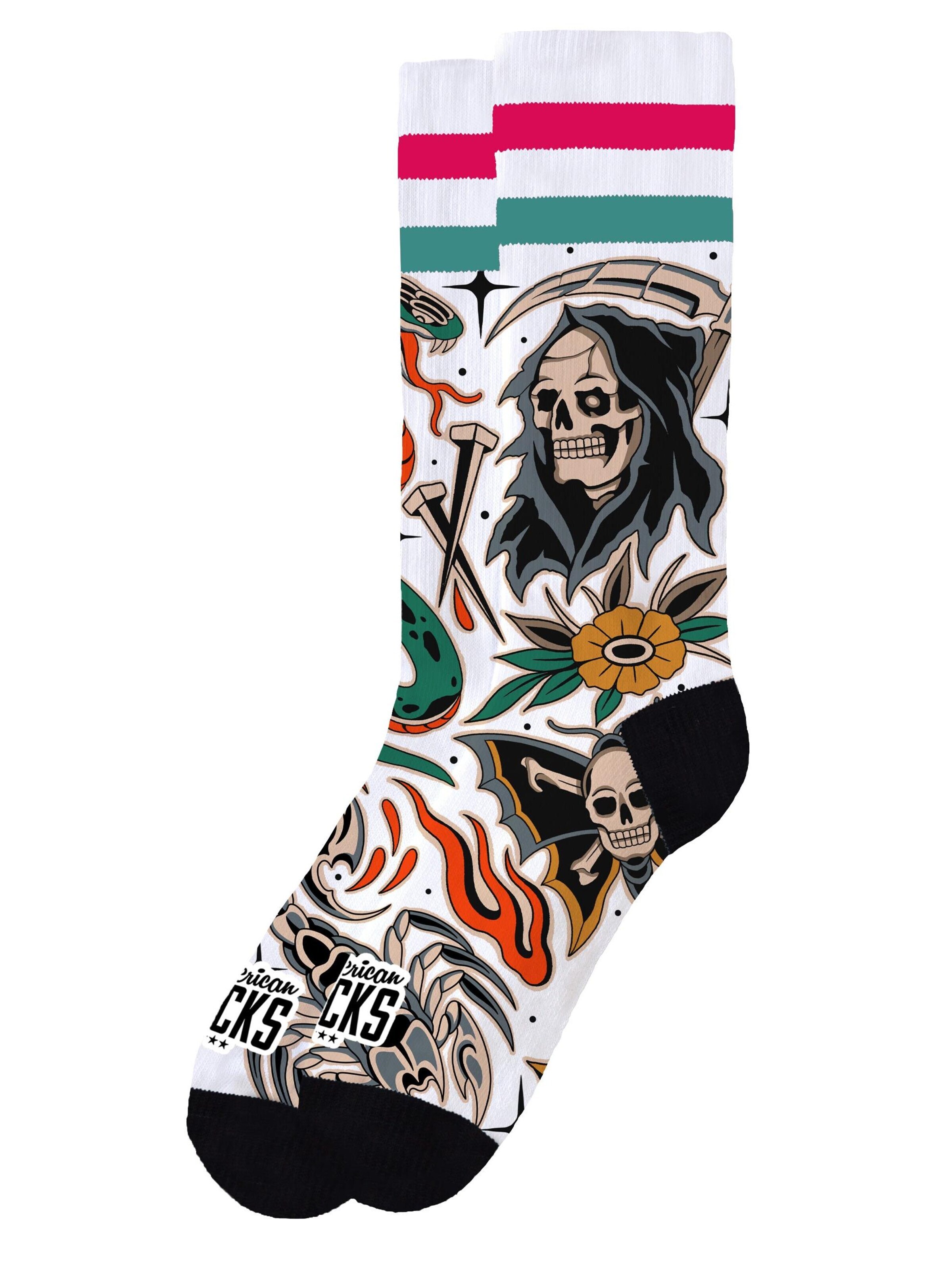Chaussettes 'Death proof' American Socks en blanc : devant