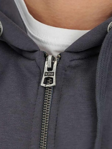 ALPHA INDUSTRIES Sweatshirt 'Basic Zip' i grå