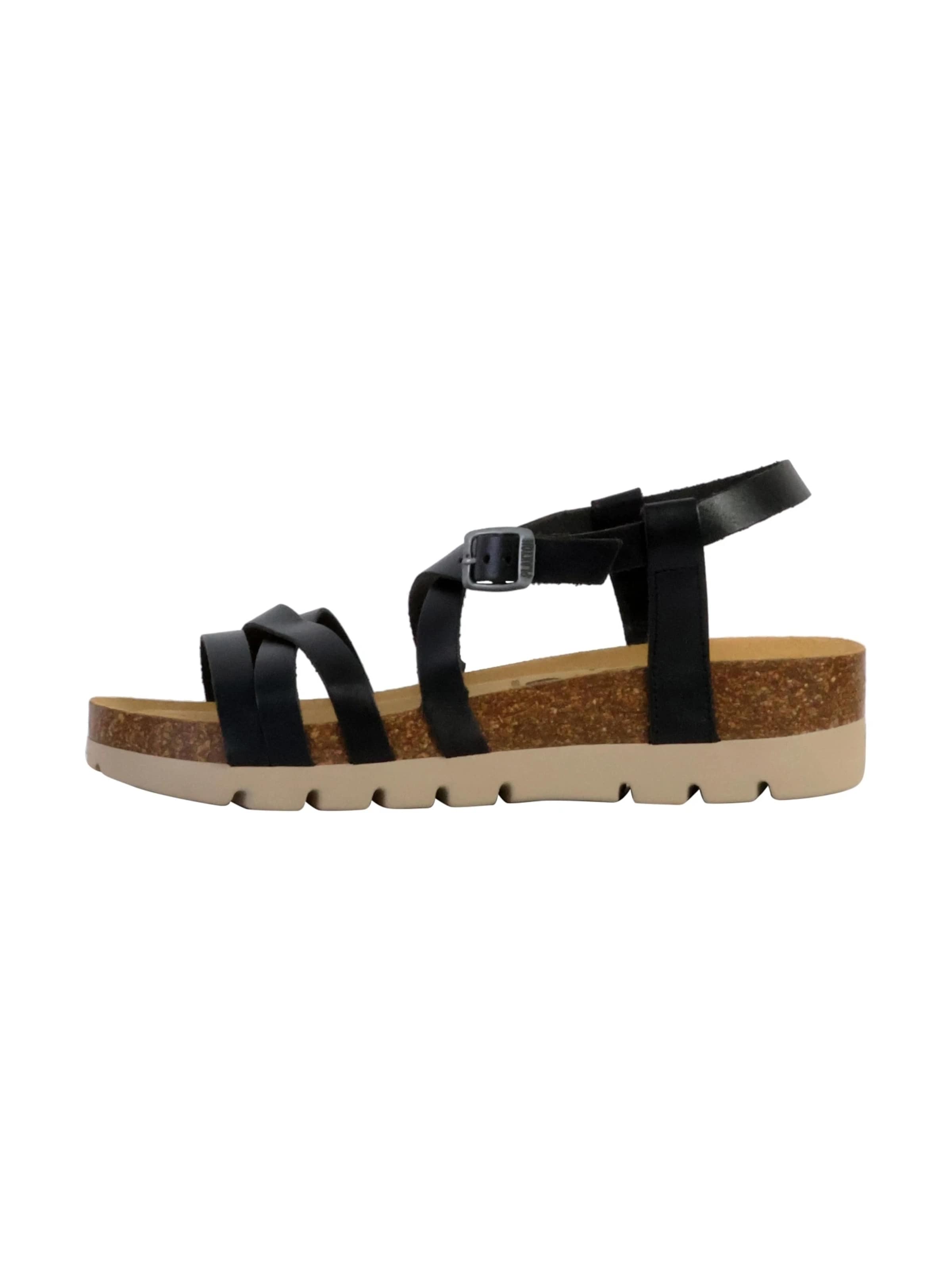 Plakton Pantolette 'Comba-Pantoletten mit Keilabsatz aus Leder'‌‌‌‌‌ in Schwarz: Vorderseite