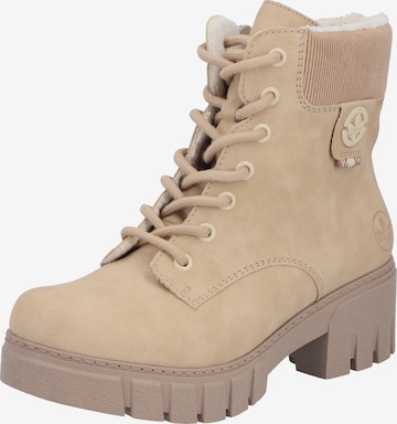 Rieker Lace-Up Boots in Beige: front