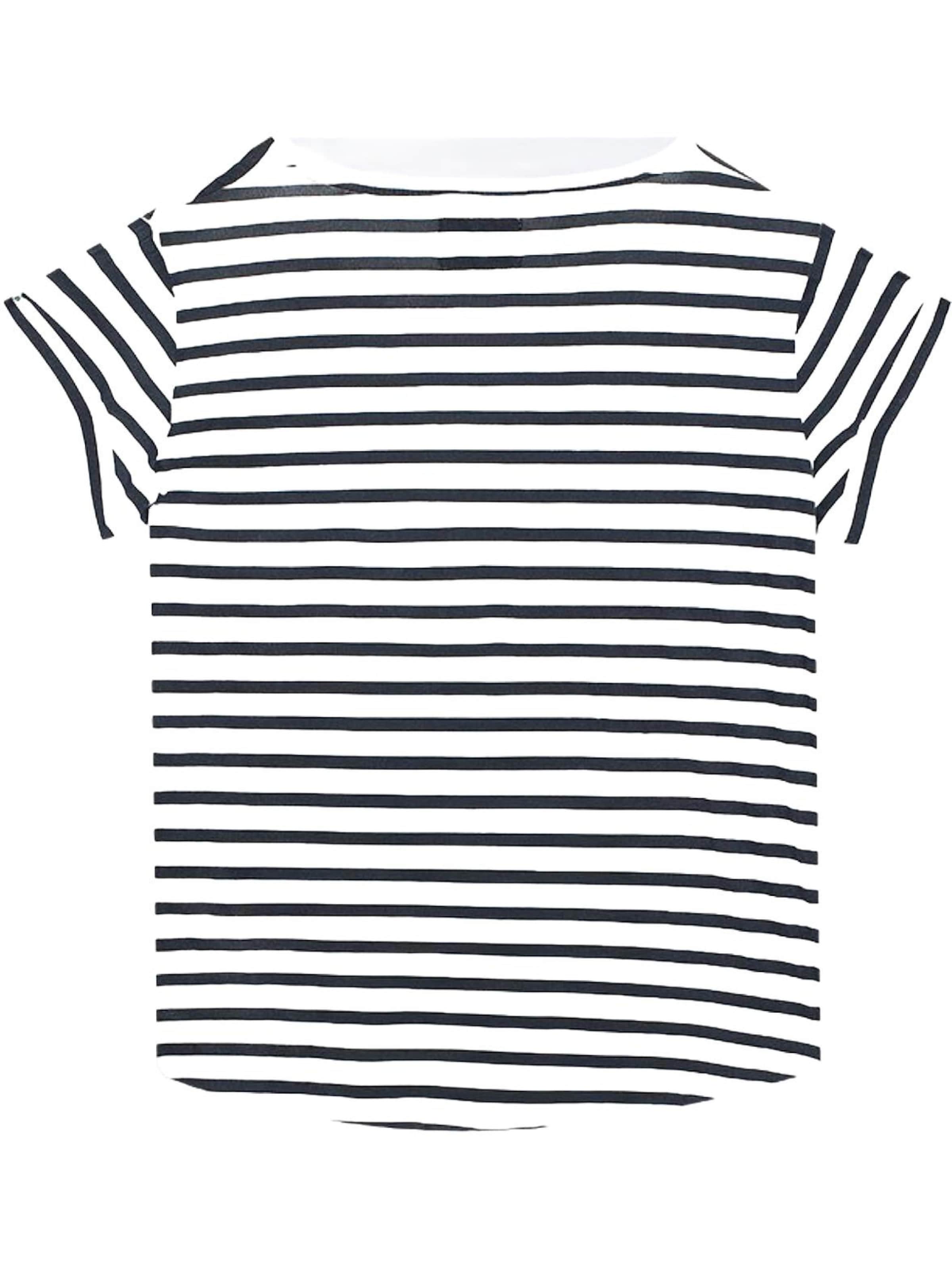 LTB Jeans - Camiseta 'LTB Jeans T-Shirt mit umgeschlagenen Ärmeln und Streifenmuster' en blanco
