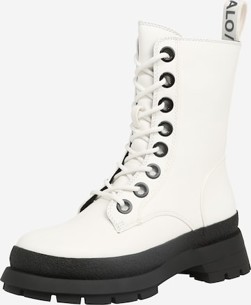 BUFFALO Lace-Up Ankle Boots 'Scarlet' in White: front