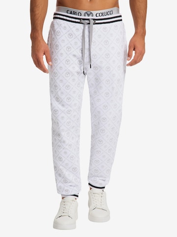 Carlo Colucci Tapered Pants in White: front