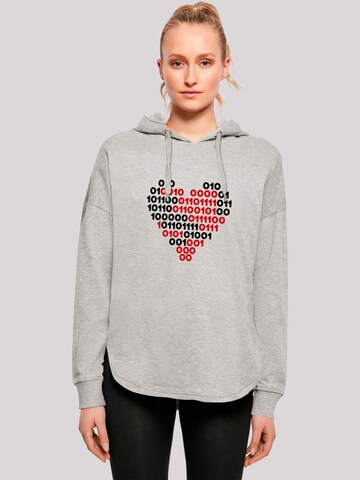 F4NT4STIC Sweatshirt 'I Love You 01001001 Binary Code Herz Valentinstag' in Grijs: voorkant