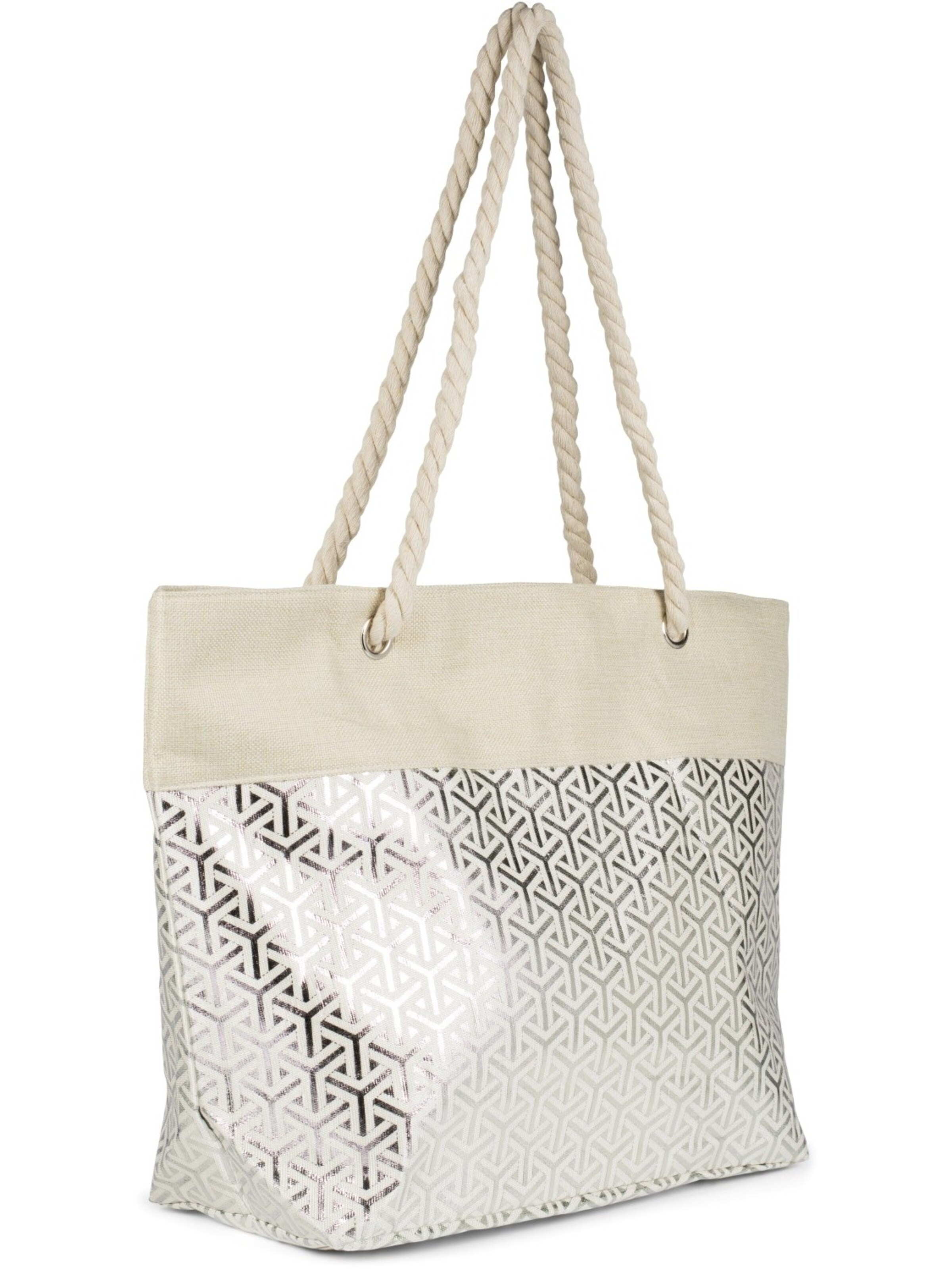 styleBREAKER Strandtasche 'Strandtasche metallic Infinity Würfel'‌‌ in Silber