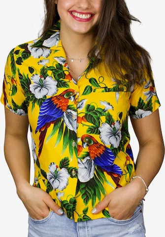 King Kameha Bluse 'Cherryparrot' in Gelb: Vorderseite