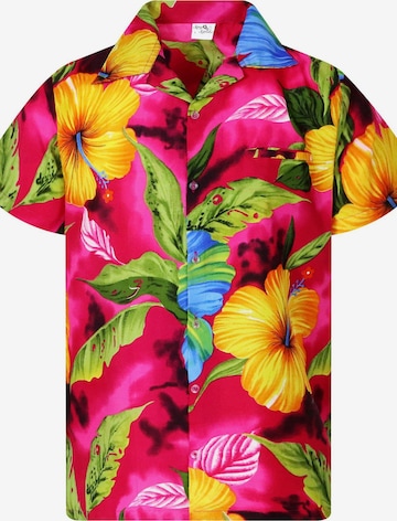King Kameha Shirt 'Big Flower' in Pink: front