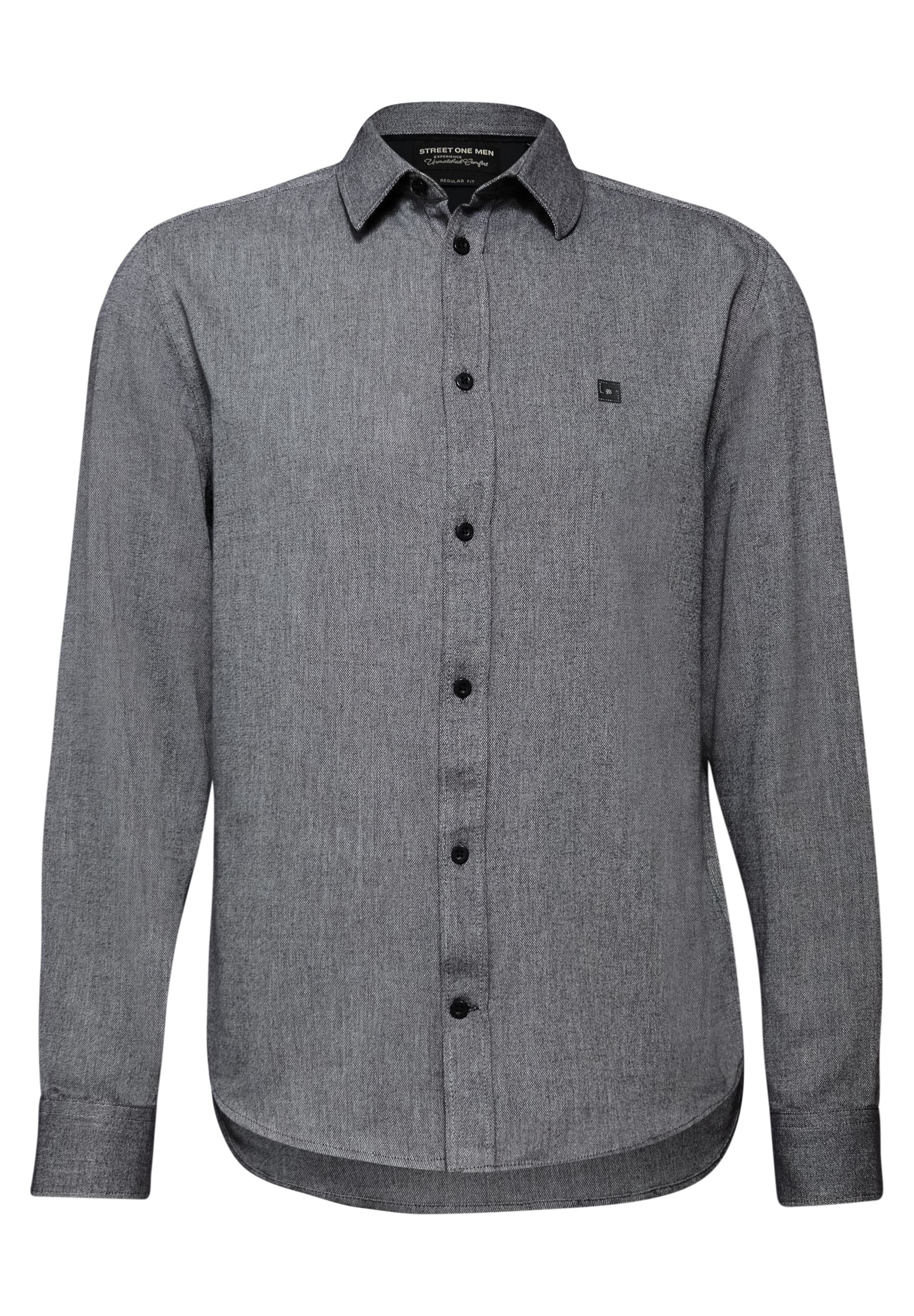 Street One MEN Regular Fit Hemd in Schwarz: Vorderseite