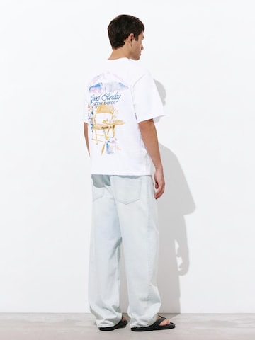 Pull&Bear Koszulka w kolorze biały