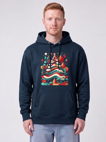 Felpa 'Christmas Tree' di Watapparel in blu: frontale