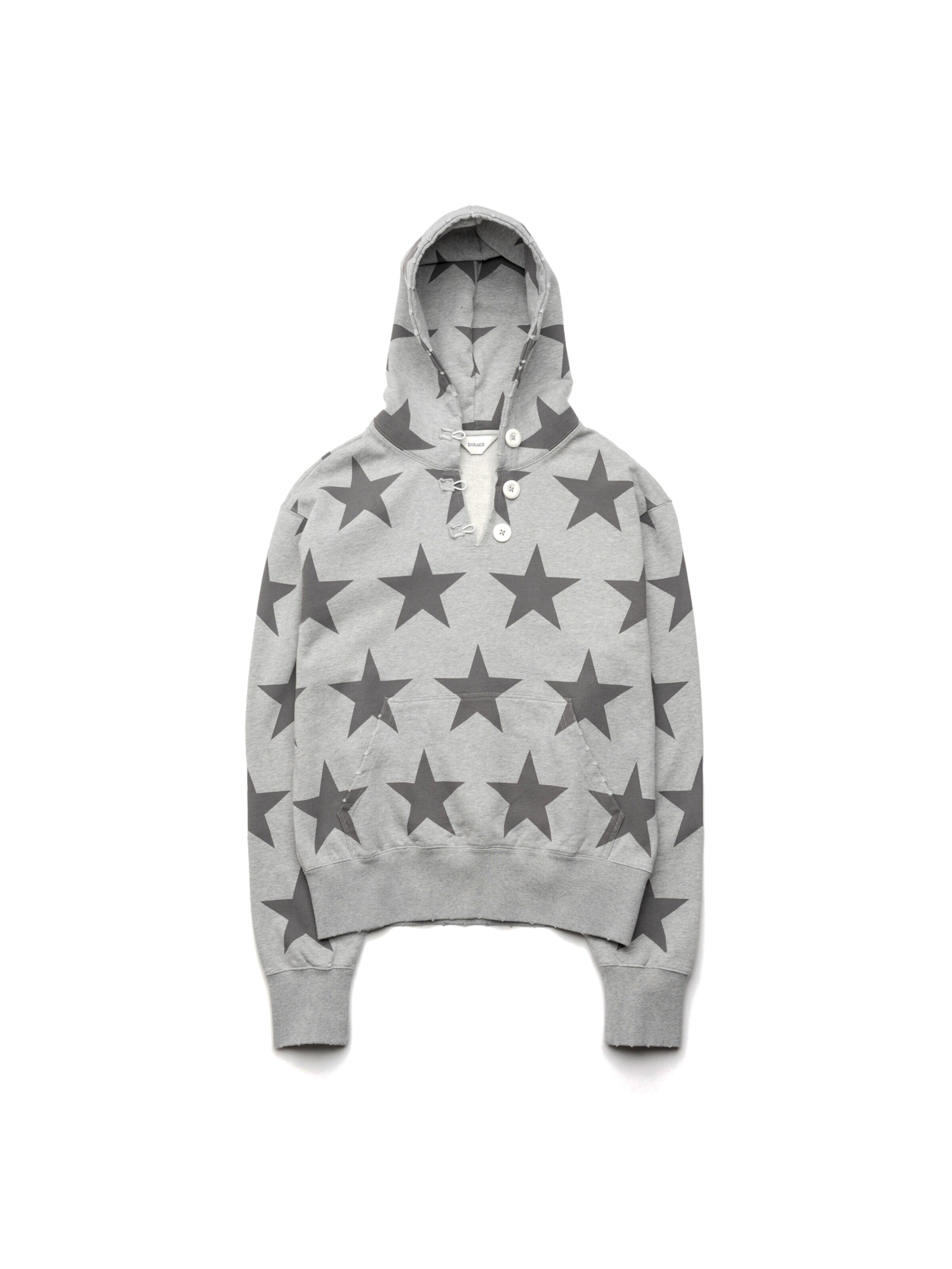 ENRAGE Sweatshirt 'RIPPED COLLAR HOODIE' i grå: forside
